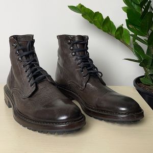 Frye Lace-Up Boots Lug Soles Brown Leather Size 8